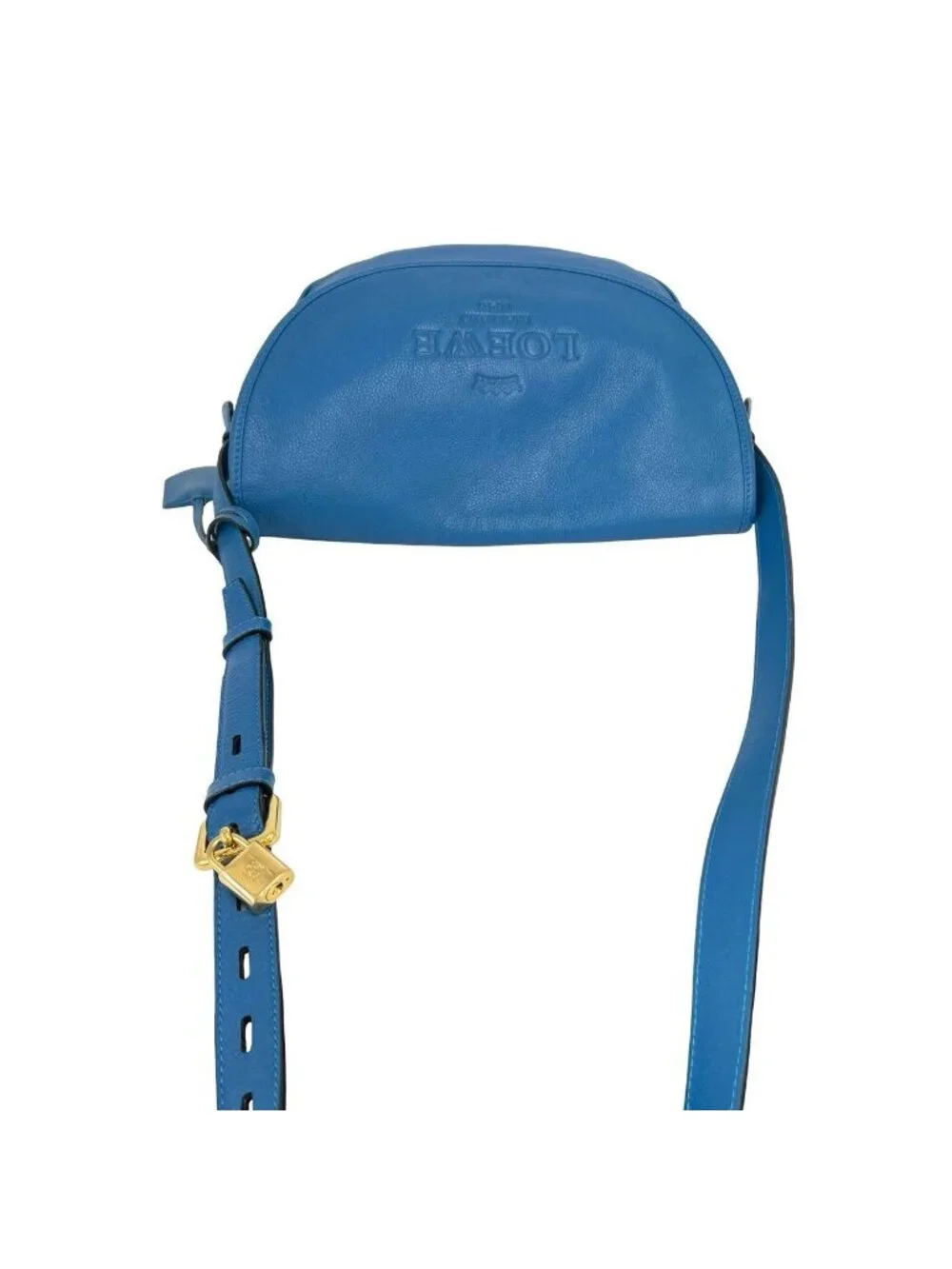 Loewe Vintage Heritage Logo Stamp Leather Shoulder Bag Pochette Crossbody Blue